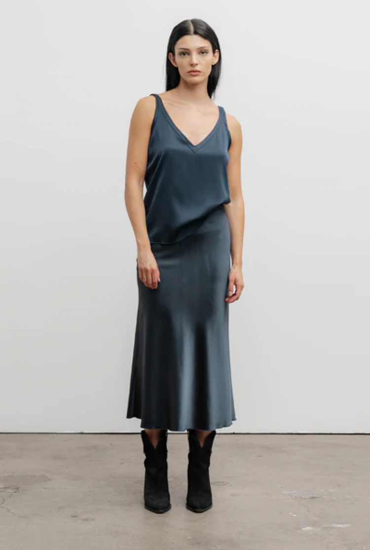 Hana satin skirt  Blue Grey