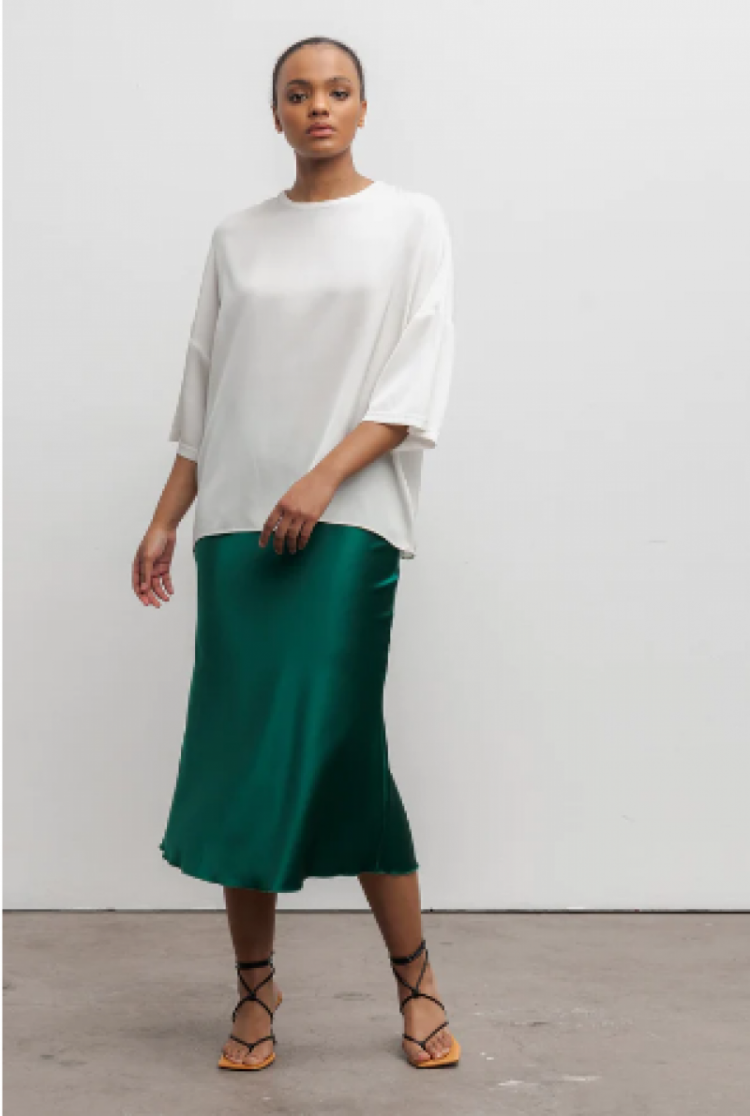 Hana satin skirt  emerald green