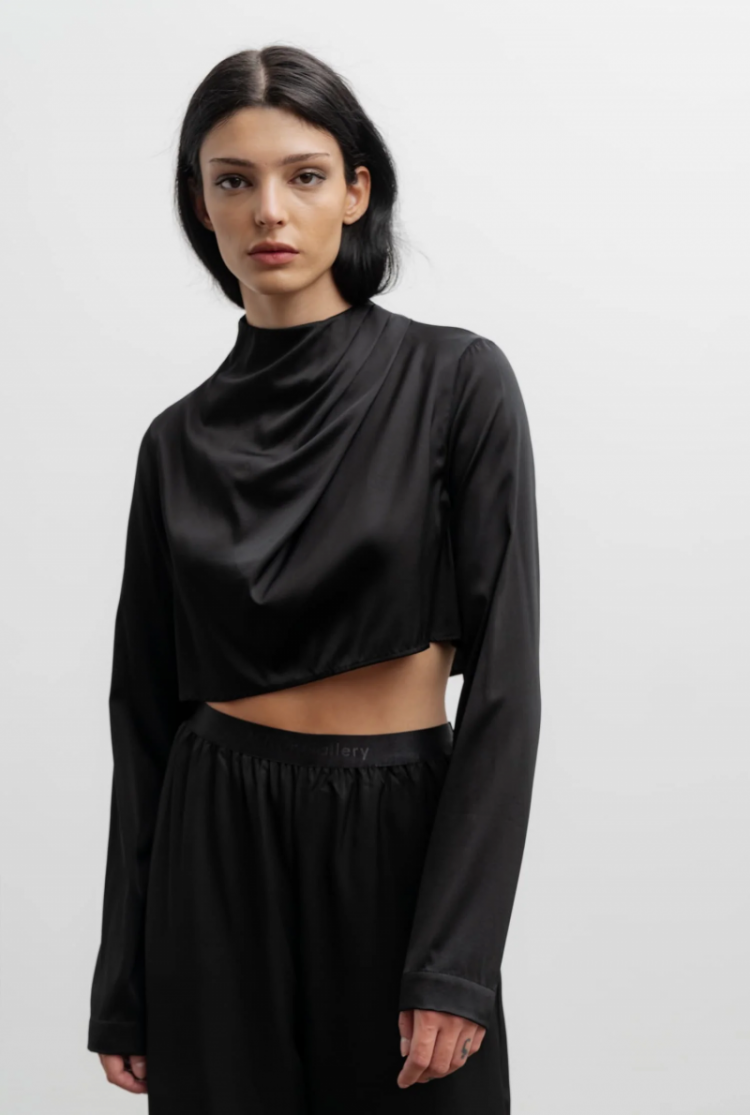 Jade cropped blouse  Black