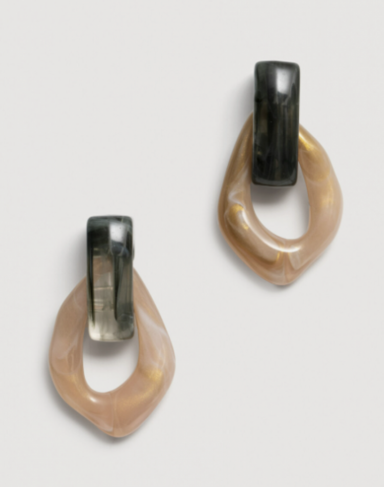 Mya Resin Earring set Dark Grey/Ivory