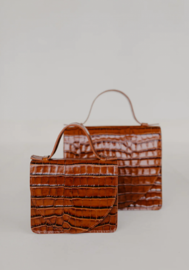 Micro Briefcase Cognac Croco gl