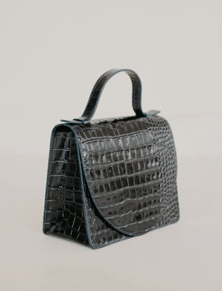 Mini briefcase  night blue croc