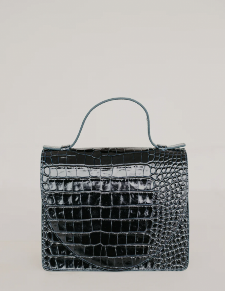 Mini briefcase  night blue croc