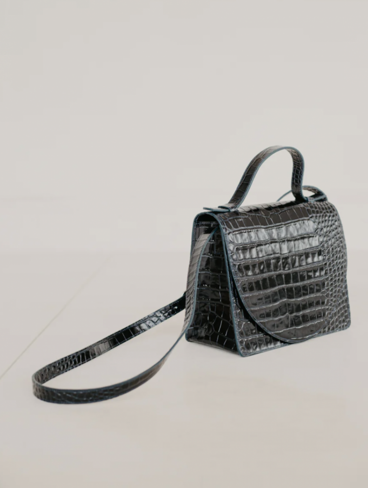 Mini briefcase  night blue croc
