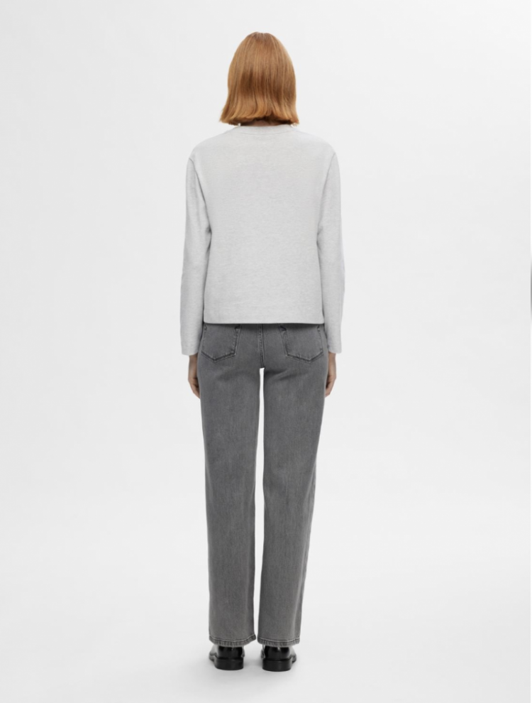Slfessential ls boxy tee noos light grey