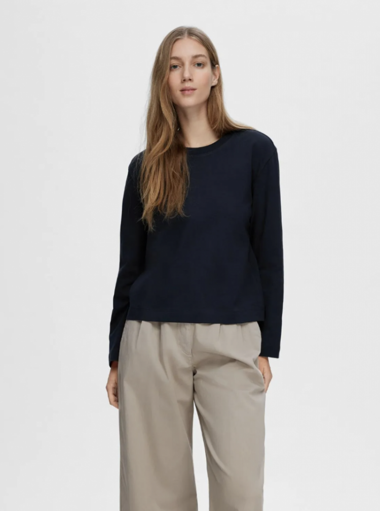 Slfessential ls boxy tee noos Dark Sapphire