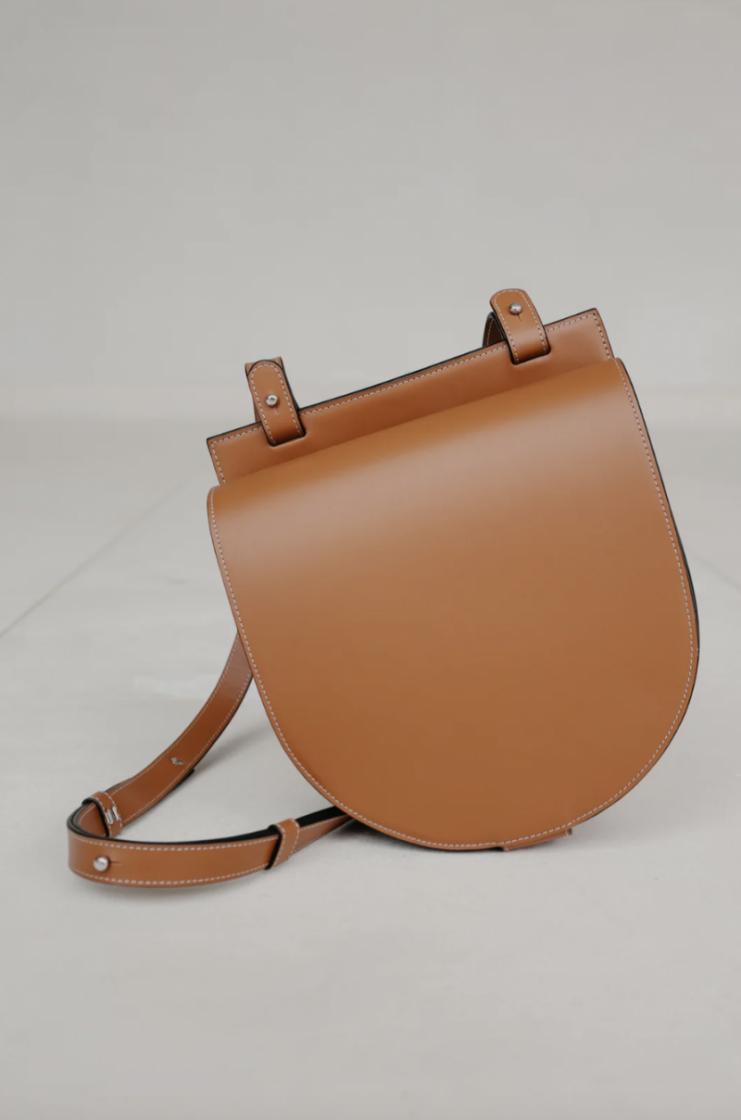 Single Saddle Stitched Tricolor Cognac