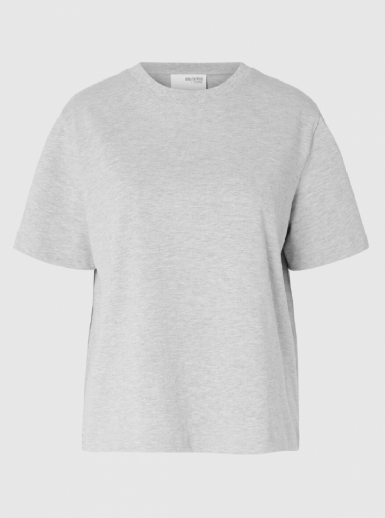 SlfEssential SS Boxy tee Light Grey Mela