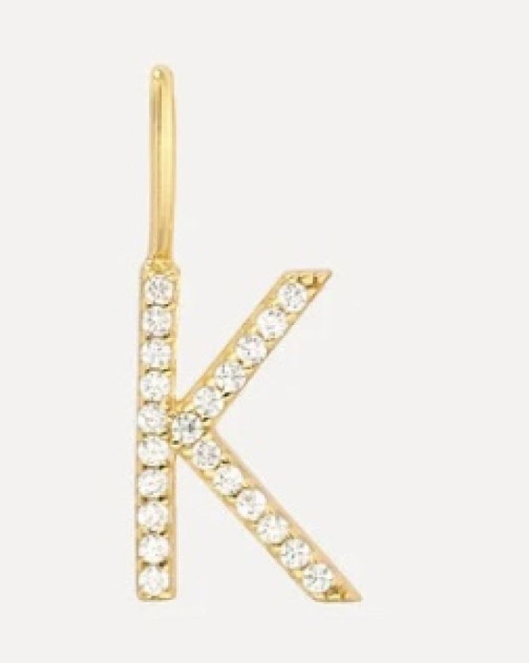 Initial strass Charm K Gold