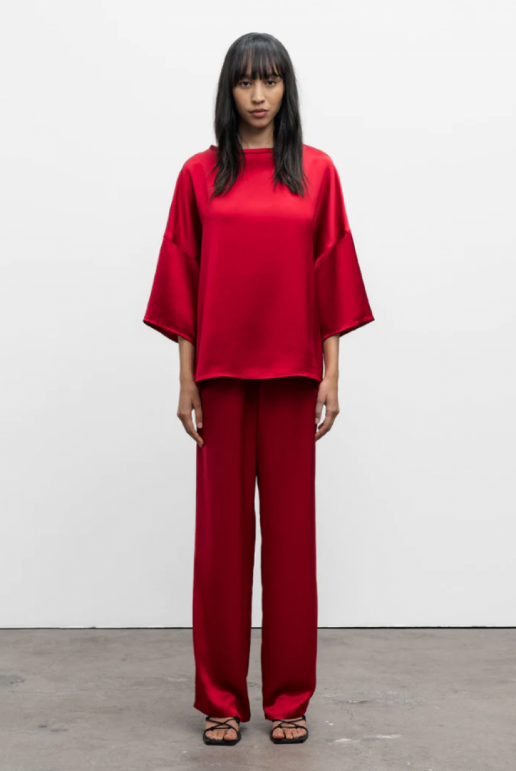Ayla Satin Trousers Red