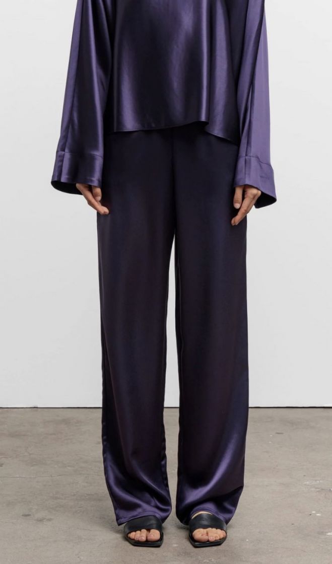 Ayla Satin Trousers Plum