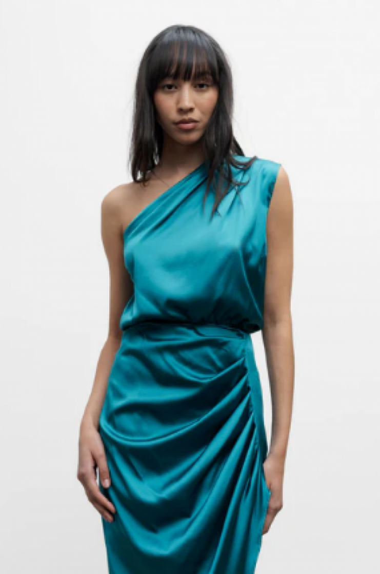 Elle satin dress Petrol