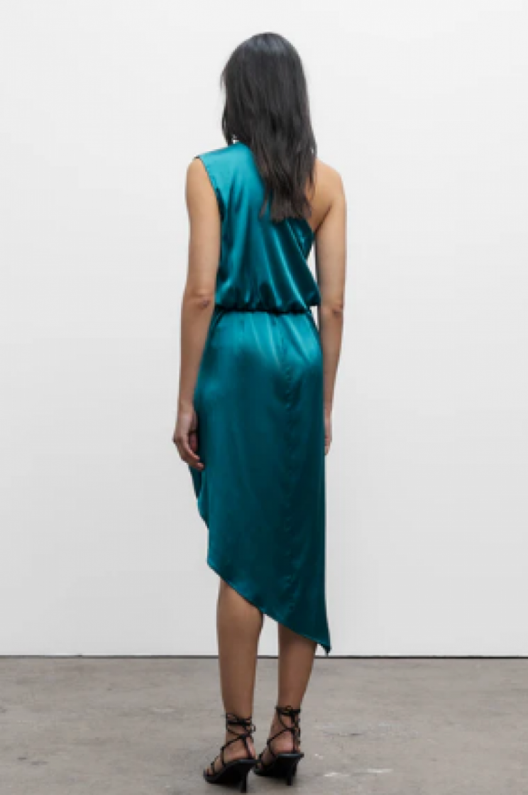 Elle satin dress Petrol