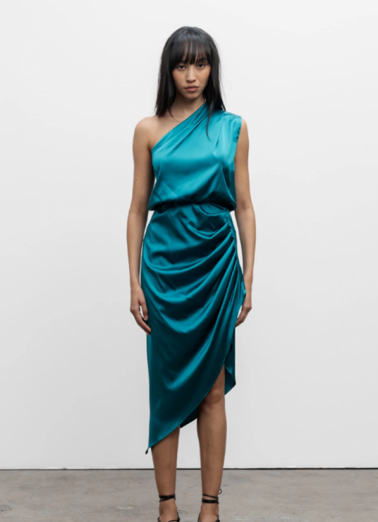 Elle satin dress Petrol