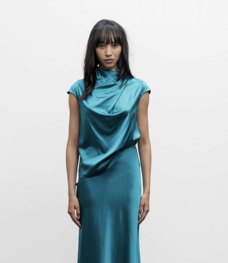 Lima Satin top Petrol