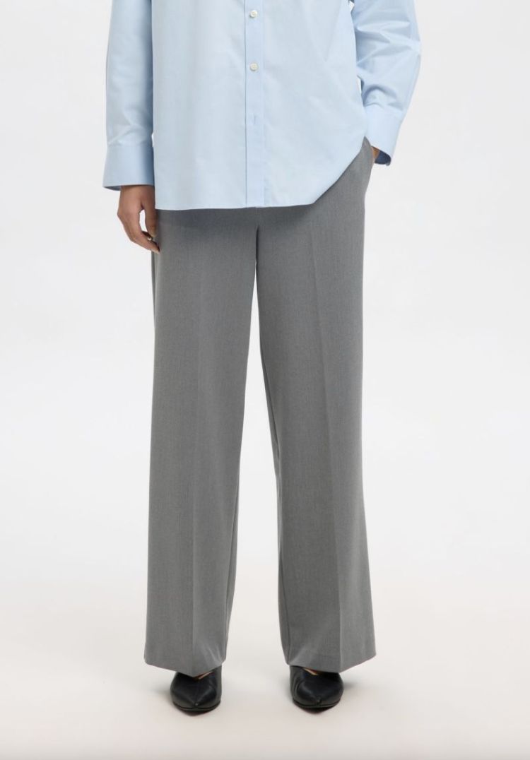 Slfemma tara mw wide pant noos Medium grey mel