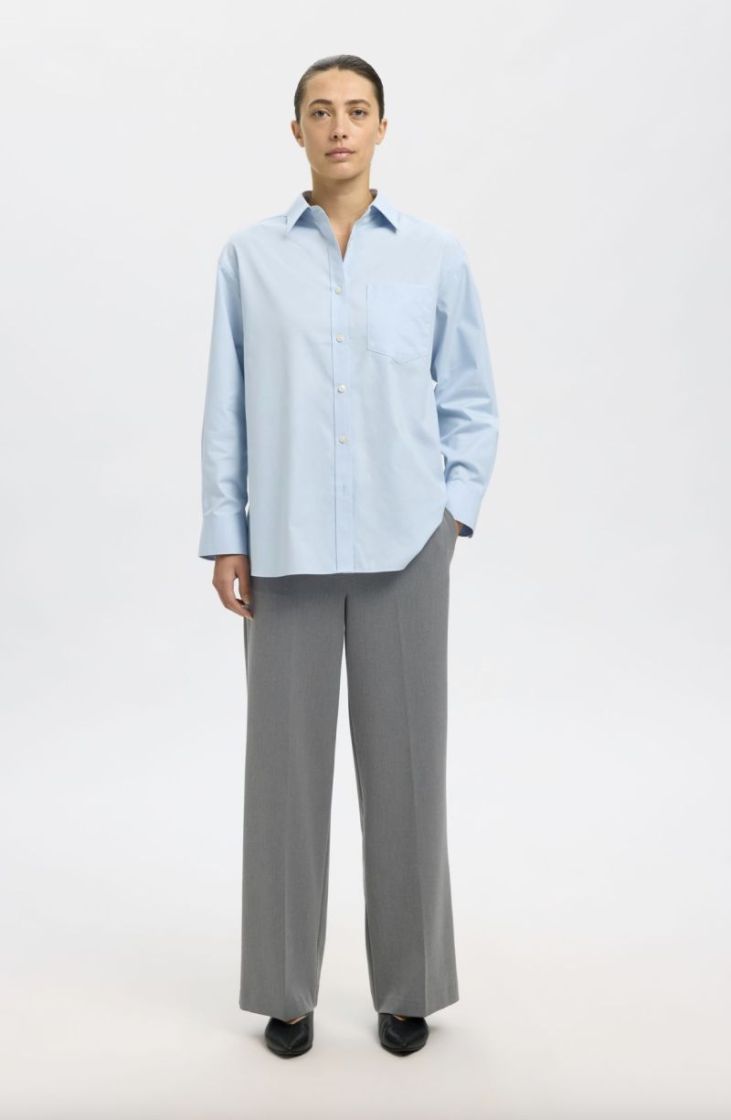 Slfemma tara mw wide pant noos Medium grey mel