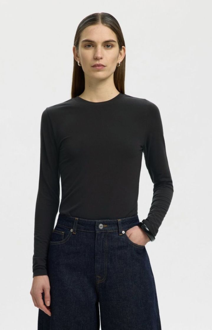Slfmanja LS o-neck noos Black