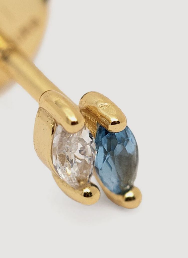 jolie marquise blue earring Gold