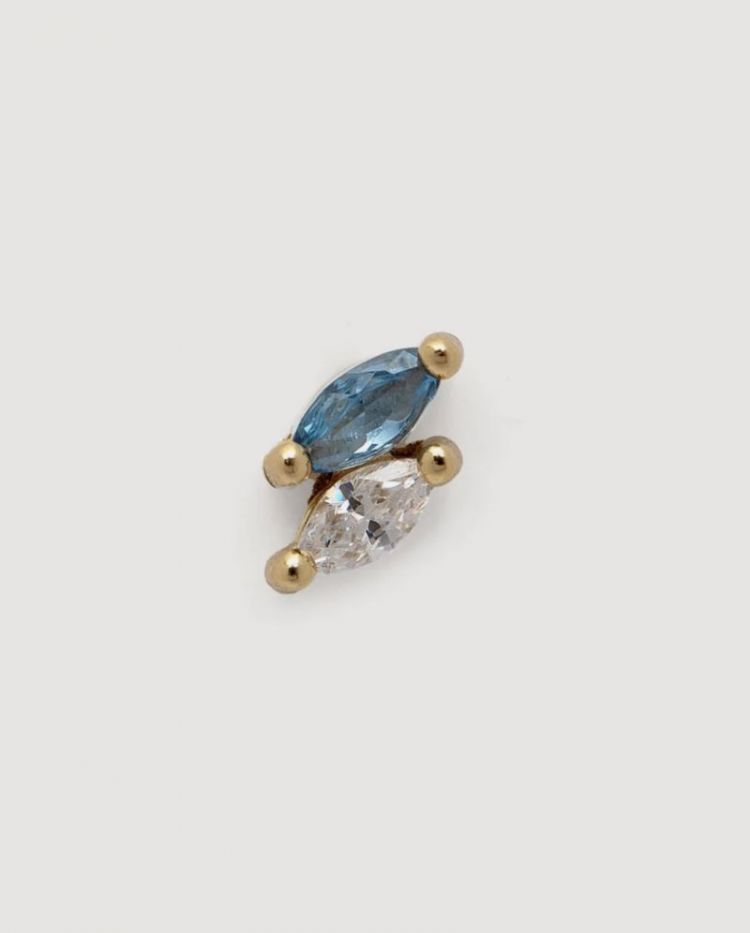 jolie marquise blue earring Gold