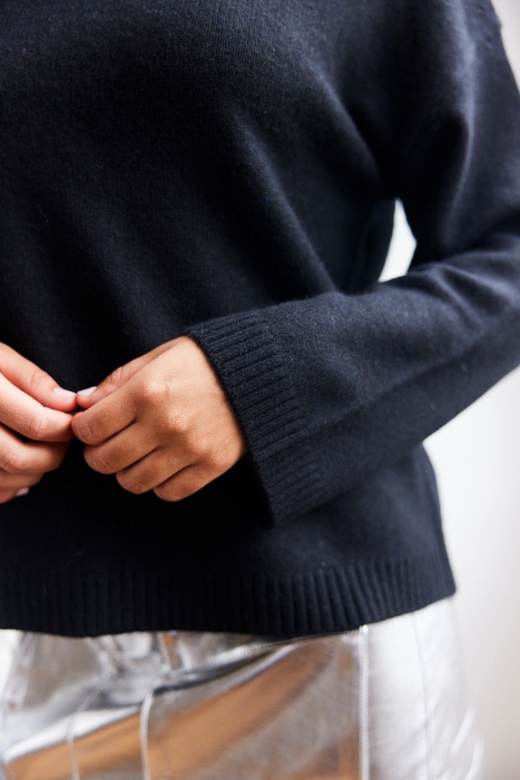slfcille ls knit high neck noo black