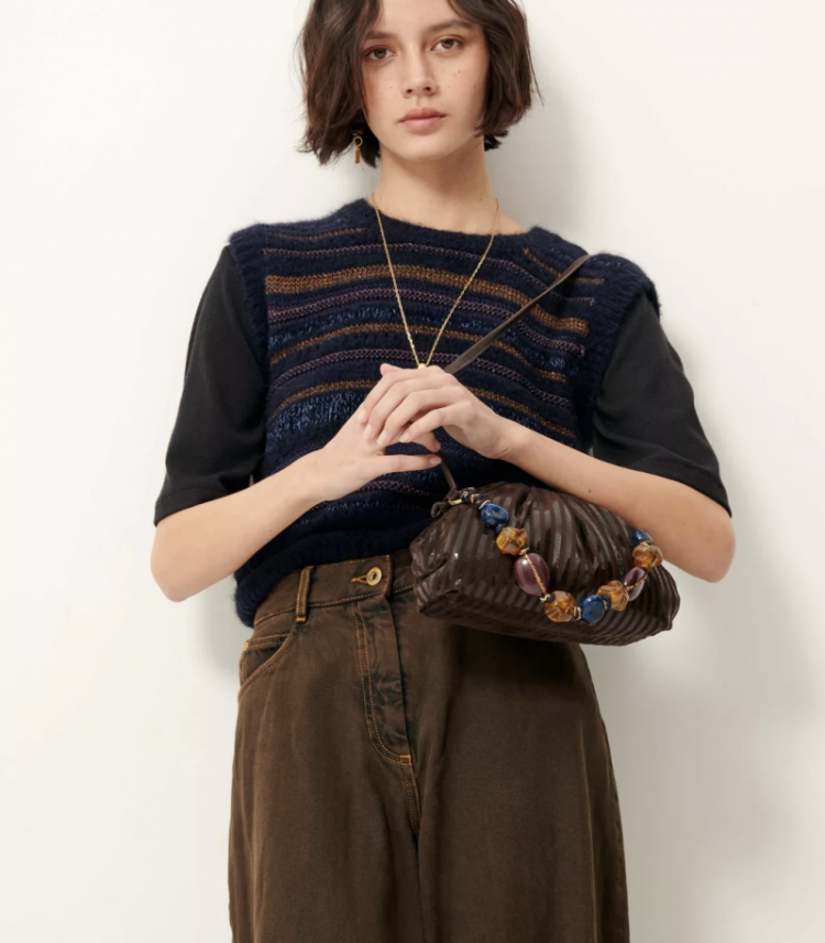 Luna Clutch bag Brown Stripes