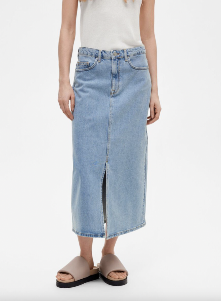 Slfkrista-gerda HW max skirt Light blue deni