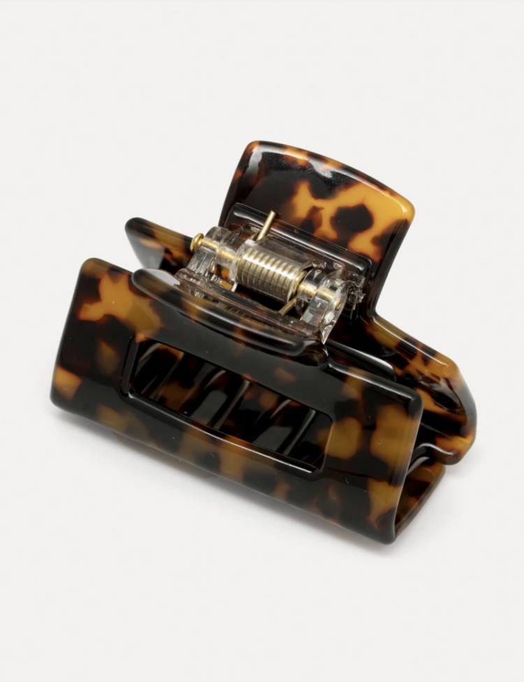 Haarclip Rectangle maat S Dark Tortue