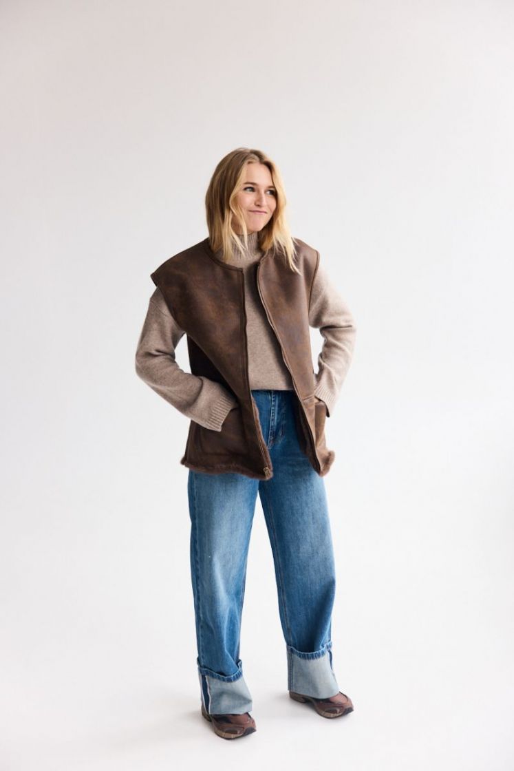 Hazel blue turn up jeans Horizon blue