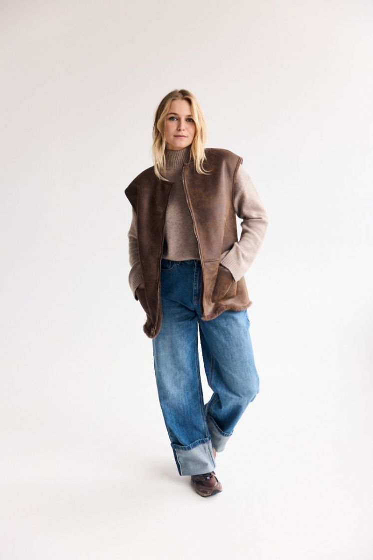 Hazel blue turn up jeans Horizon blue