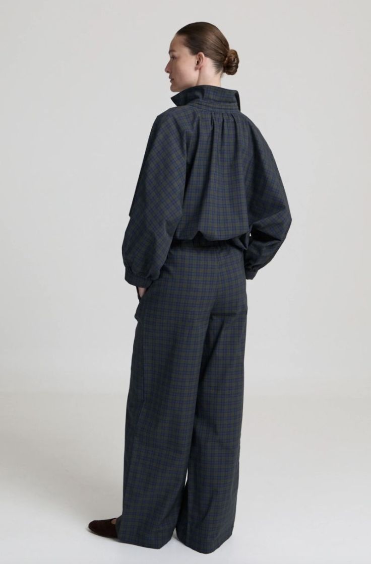 Leonie Pants Blue Kaki check