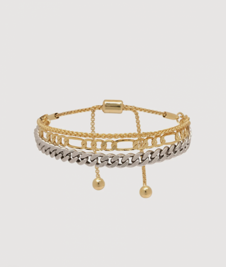 Mara bracelet triple combi gold/silv