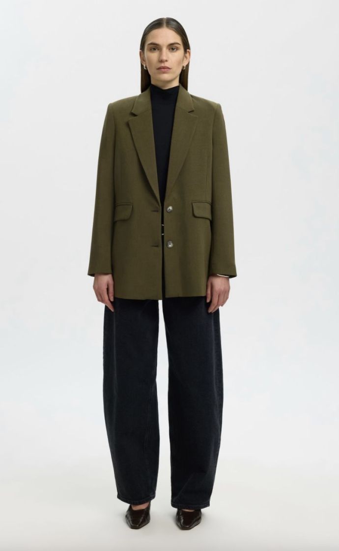 Slfrita LS relaxed blazer mel  Fir green