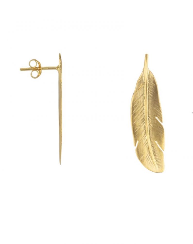 Feather stud earring gold  gold