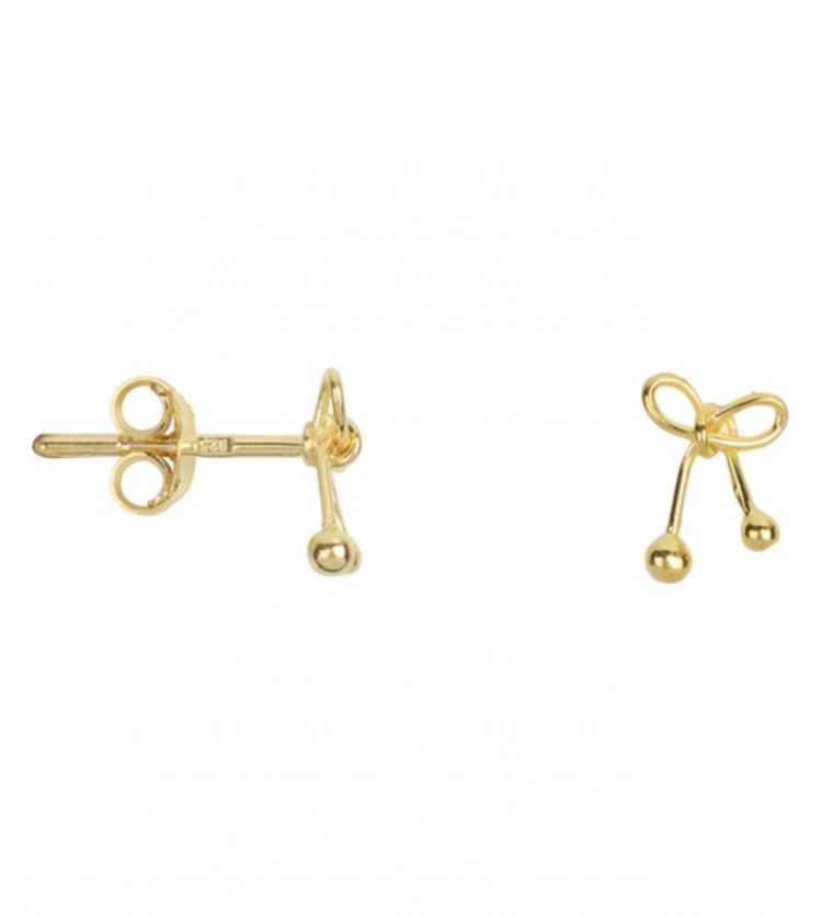 Mini bow stud earring gold pla gold