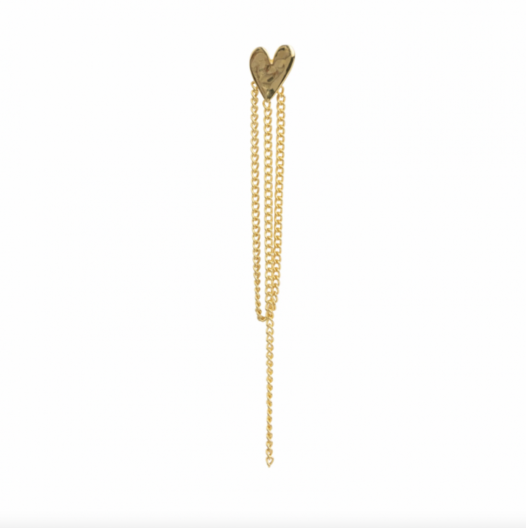 Heart chain stud earring gold gold