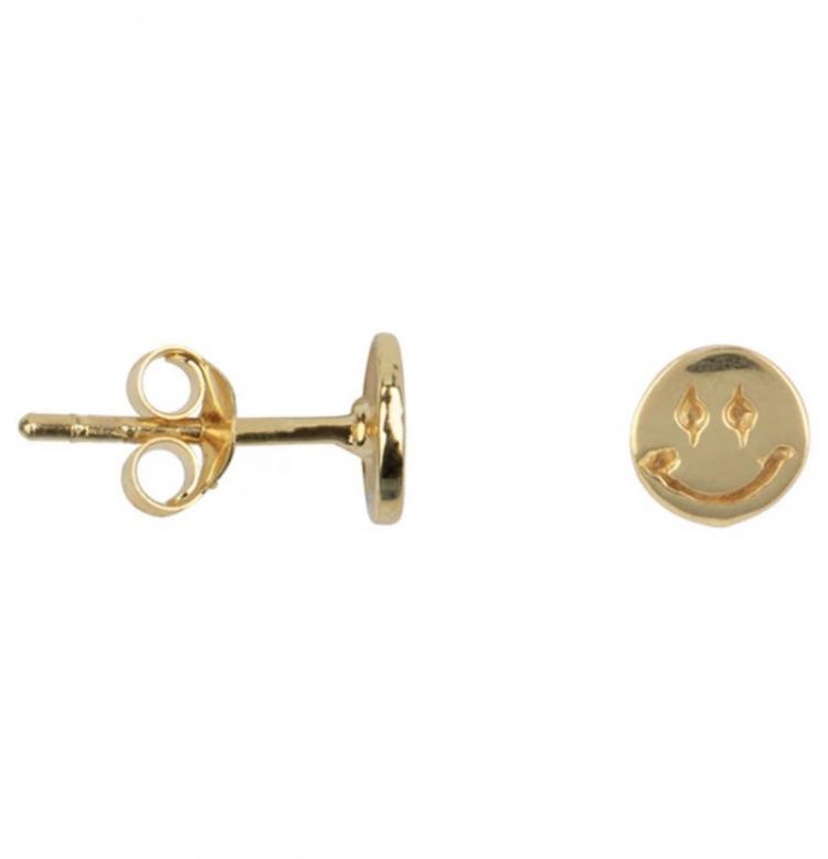 Smiley stud earring gold plate Gold