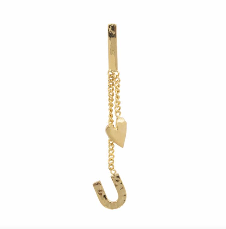 Letter i love u stud earring Silver & gold