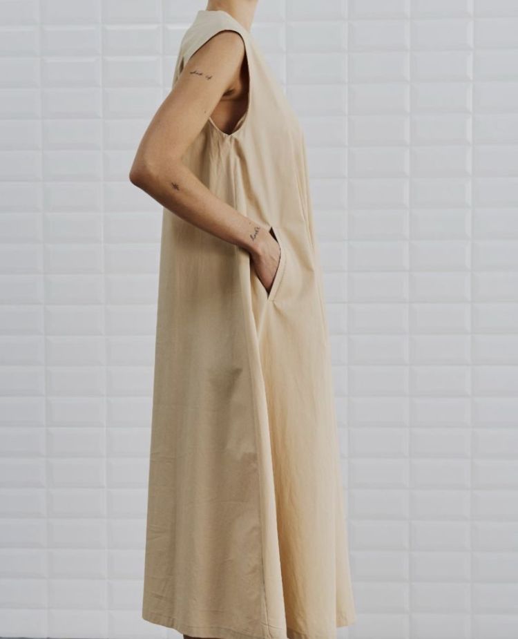 WblAgneta sl midi dress Beige yellow