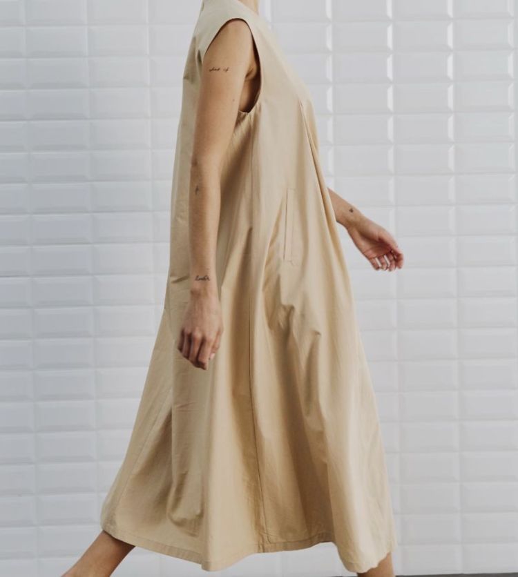 WblAgneta sl midi dress Beige yellow