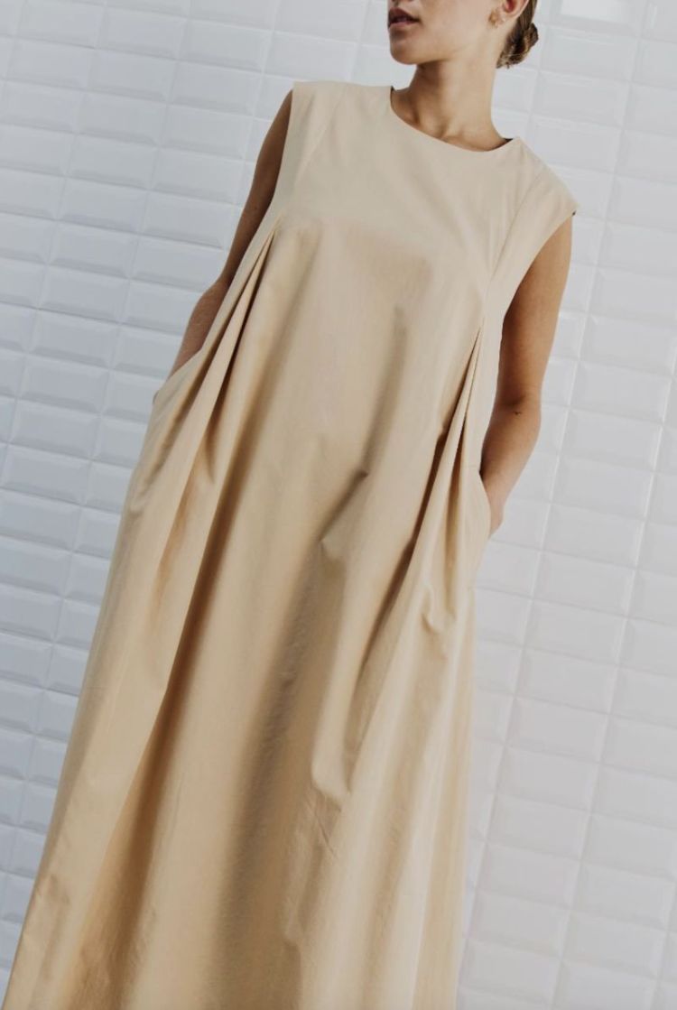 WblAgneta sl midi dress Beige yellow