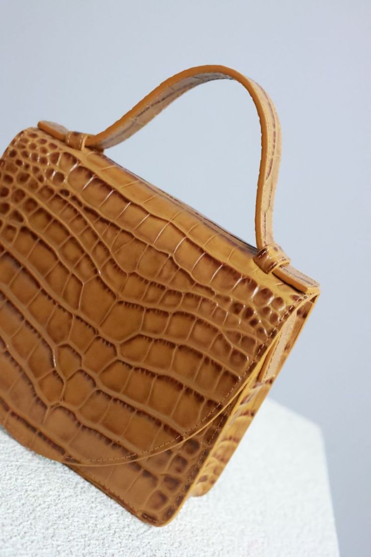 Micro Briefcase  Walnut Croco