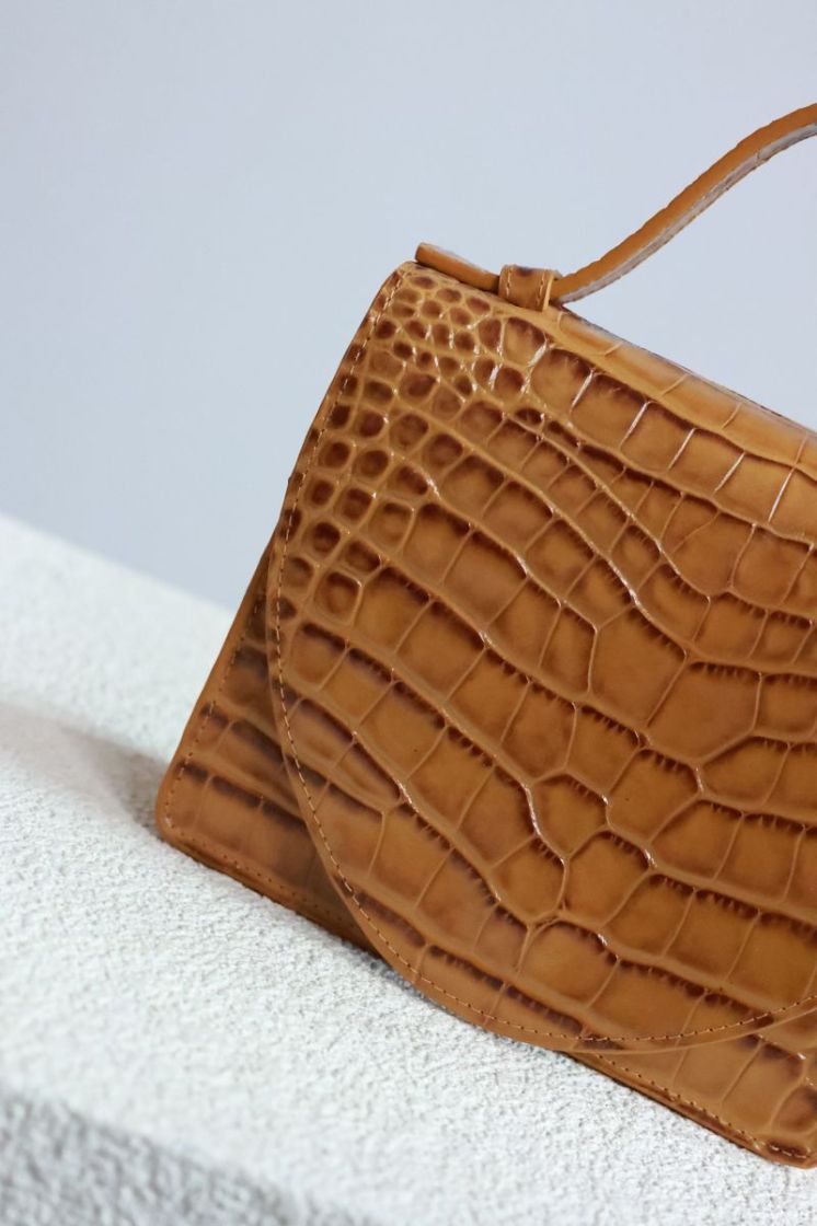 Micro Briefcase  Walnut Croco