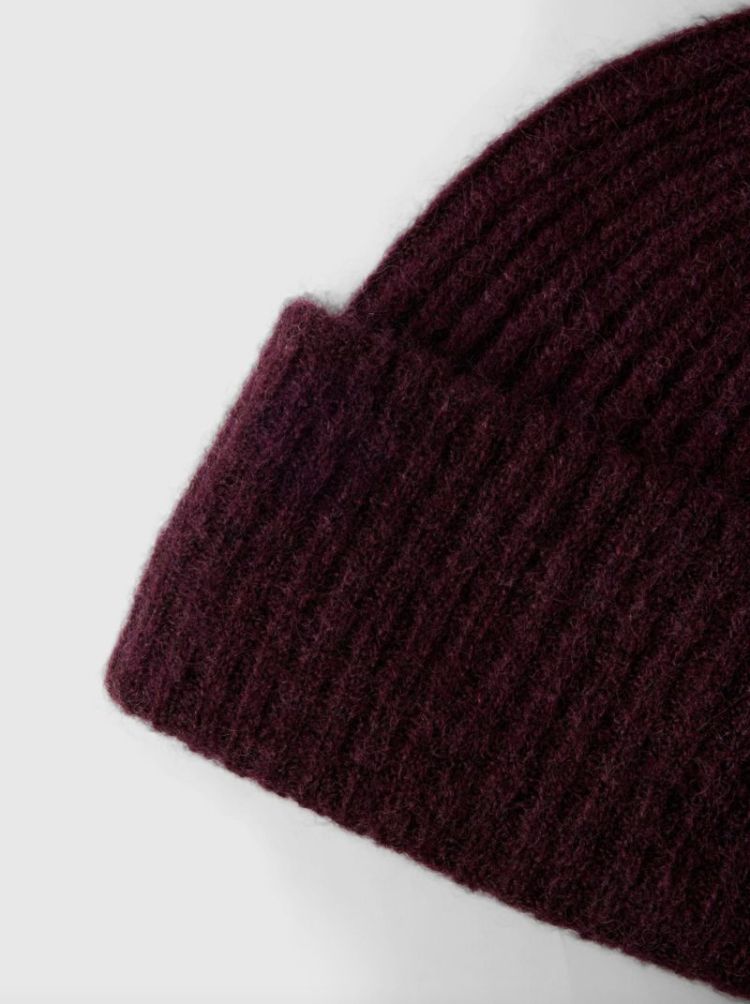 SLFLulu Wool Blend knit Beanie Tawny port 