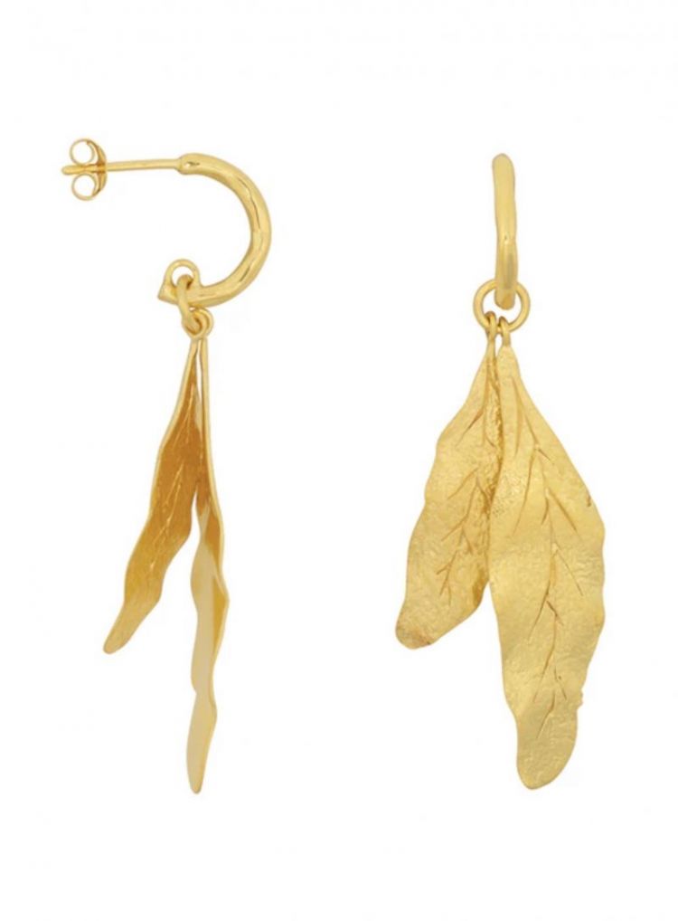 Two leafs stud earring  Gold