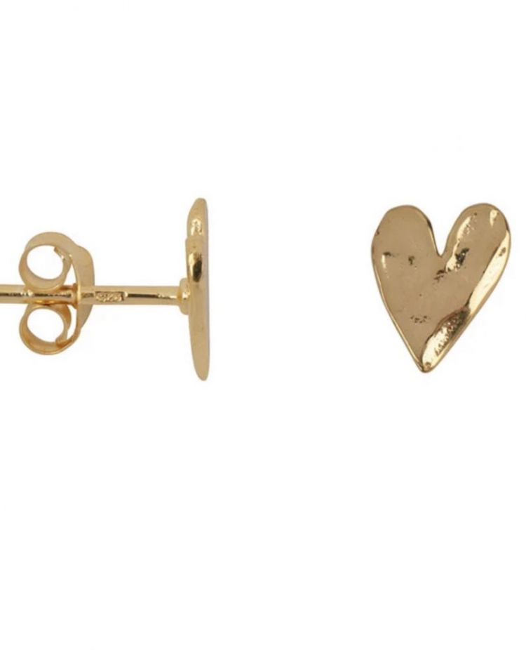 Hammered heart stud earring Gold