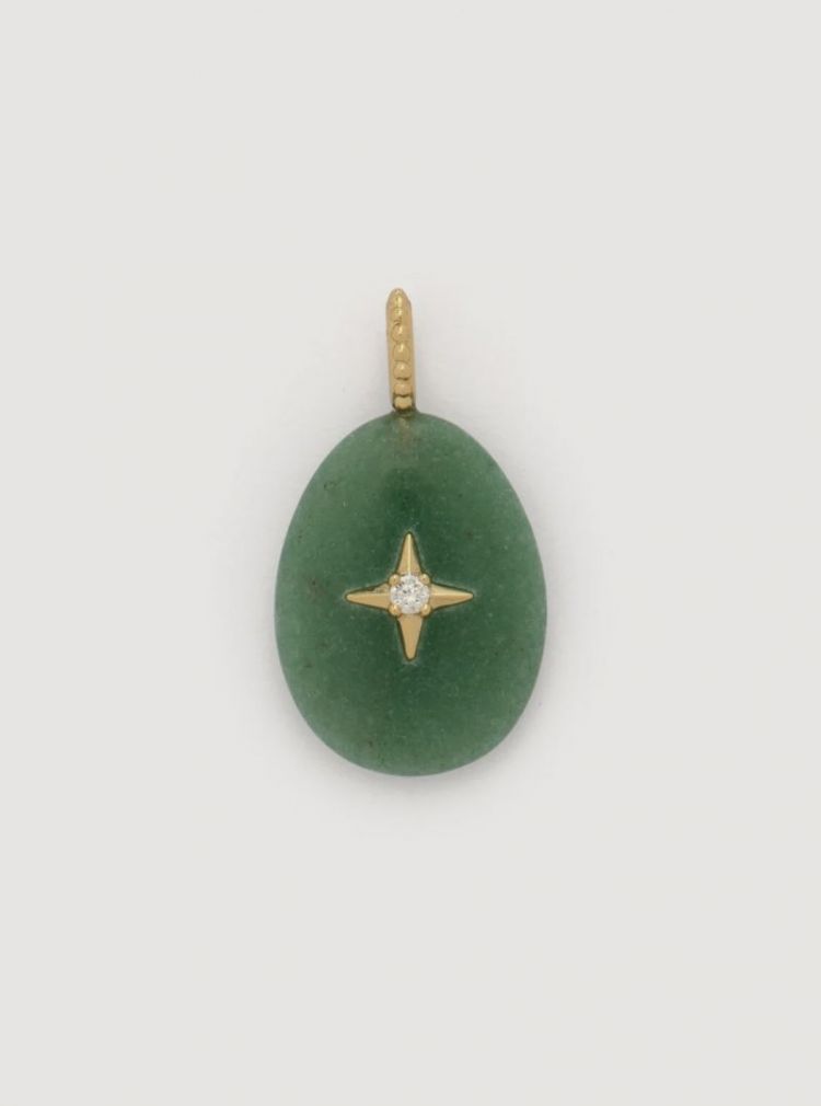 Green gem charm goud Goud