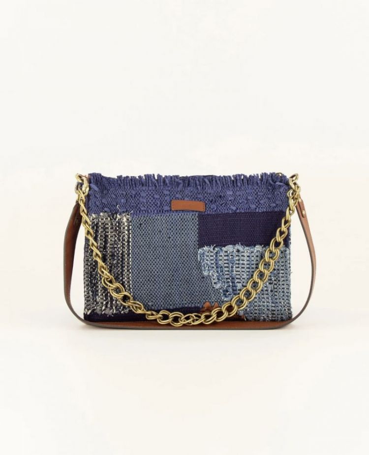 Farawa blue woven shoulder bag Blue mix