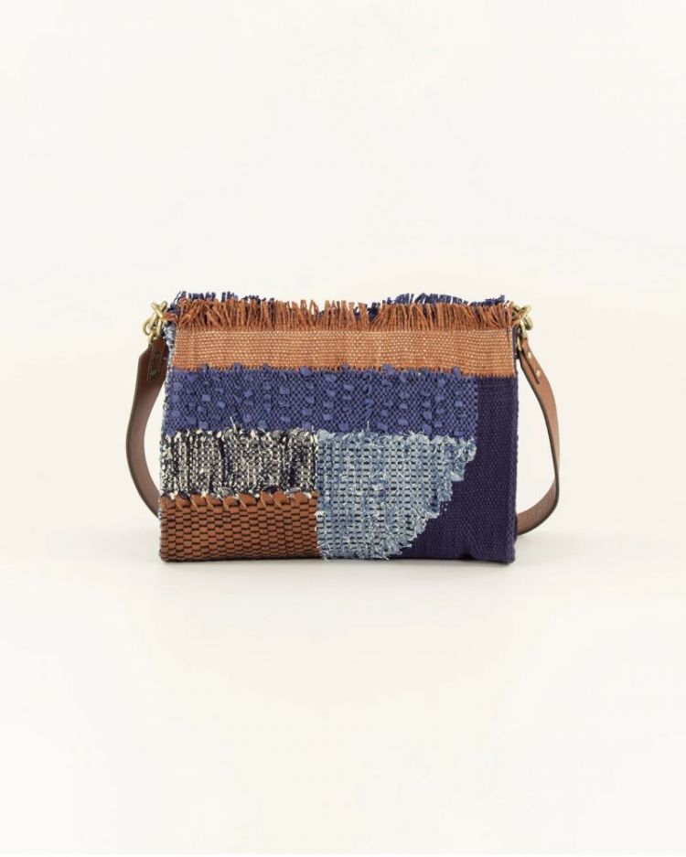 Farawa blue woven shoulder bag Blue mix