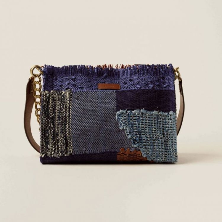 Farawa blue woven shoulder bag Blue mix